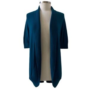 Express Short Sleeve Open Shawl Cardigan Sweater Dark Teal Blue Size Medium